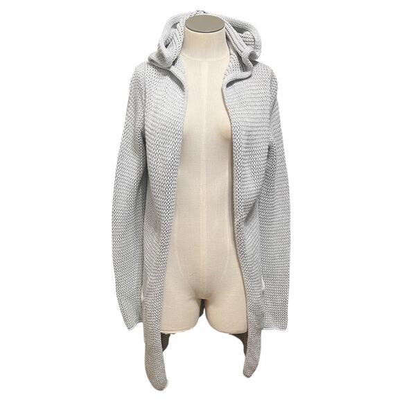 Marc O'Polo Womens Gray Cotton Like Cashmere Heavy Hooded Cardigan Sweater Sz M - Picture 2 of 13